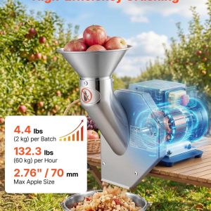 Мелачка за плодове VEVOR YF-01, Мощност 550W, Неръждаема стомана, Обработва ябълки, круши, ананас, гуава, моркови и картофи - Image 2