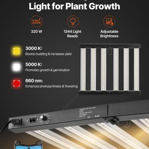 Комплект гроубокс VEVOR ORGT1К, Размери 100 x 100 x 200 cm, LED лампа 320 W и Вентилация, За отглеждане на зеленчуци, цветя и билки на закрито - Image 3