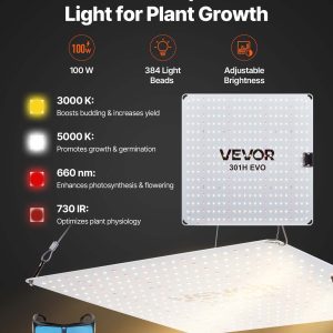 Комплект гроубокс VEVOR ORGTK6060180, Размери 60 x 60 x 180 cm, LED лампа 100 W и вентилация, За отглеждане на зеленчуци, цветя и билки на закрито - Image 3