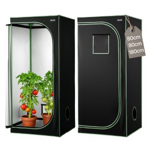 Гроубокс VEVOR HX8080180, Размери 80 x 80 x 180 cm, Плат 600D и Mylar покритие, За отглеждане на зеленчуци, цветя и билки на закрито