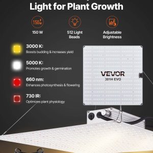 Комплект гроубокс VEVOR ORGTK8080180, Размери 80 x 80 x 180 cm, LED осветление 150 W и вентилация, За отглеждане на зеленчуци, цветя и билки на закрито - Image 3