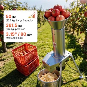 Мелачка за плодове VEVOR VEVOR YF-02, Мощност 1100 W, Неръждаема стомана, Подходяща за ябълки, круши, ананас, гуава, моркови и картофи - Image 2