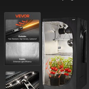 Комплект гроубокс VEVOR ORGT1К, Размери 100 x 100 x 200 cm, LED лампа 320 W и Вентилация, За отглеждане на зеленчуци, цветя и билки на закрито - Image 6