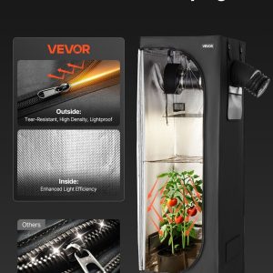 Комплект гроубокс VEVOR ORGTK6060180, Размери 60 x 60 x 180 cm, LED лампа 100 W и вентилация, За отглеждане на зеленчуци, цветя и билки на закрито - Image 5