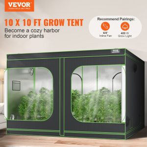 Голям гроубокс VEVOR GT600D120, Размери 305 x 305 x 203 cm, 5 входа и Mylar покритие, За отглеждане на зеленчуци, цветя и билки на закрито - Image 2