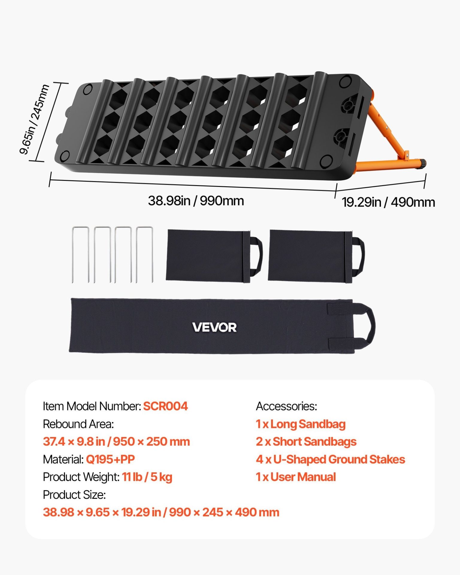 Тренировъчна стена за футбол VEVOR SCR004, Размери 99 x 24.5 cm, Работни ъгли60°, 75° и 90° за пасове, овладяване, първо докосване и реакции - Image 7