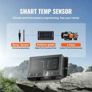 Канален вентилатор VEVOR GX-06-150, Диаметър на въздуховода 150 мм, Дебит 550 м³/ч, Включен контролер за температура и влажнос - Image 7