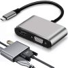 USB-C хъб 4 в 1 с HDMI 4K, VGA, USB 3.0 и USB-C Power Delivery 100W.