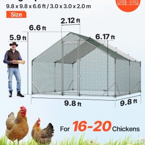 Метален кокошарник VEVOR CRCO303, Размери 3 x 3 x 2 м, Двускатен покрив, Защитна мрежа и врата за двор, градина, ферма или малко стопанство - Image 2