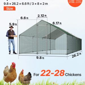 Кокошарник VEVOR JD382, Размери 3 x 8 x 2 м, Двускатен покрив, Защитна мрежа и врата, Предназначен за двор, градина, ферма или малко стопанство - Image 6