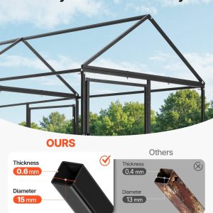 Метален кокошарник VEVOR CRCFG0102, Размери 1 x 2 x 1 м, За 4-6 кокошки, Двускатна покривна конструкция и рамка от въглеродна стомана - Image 3