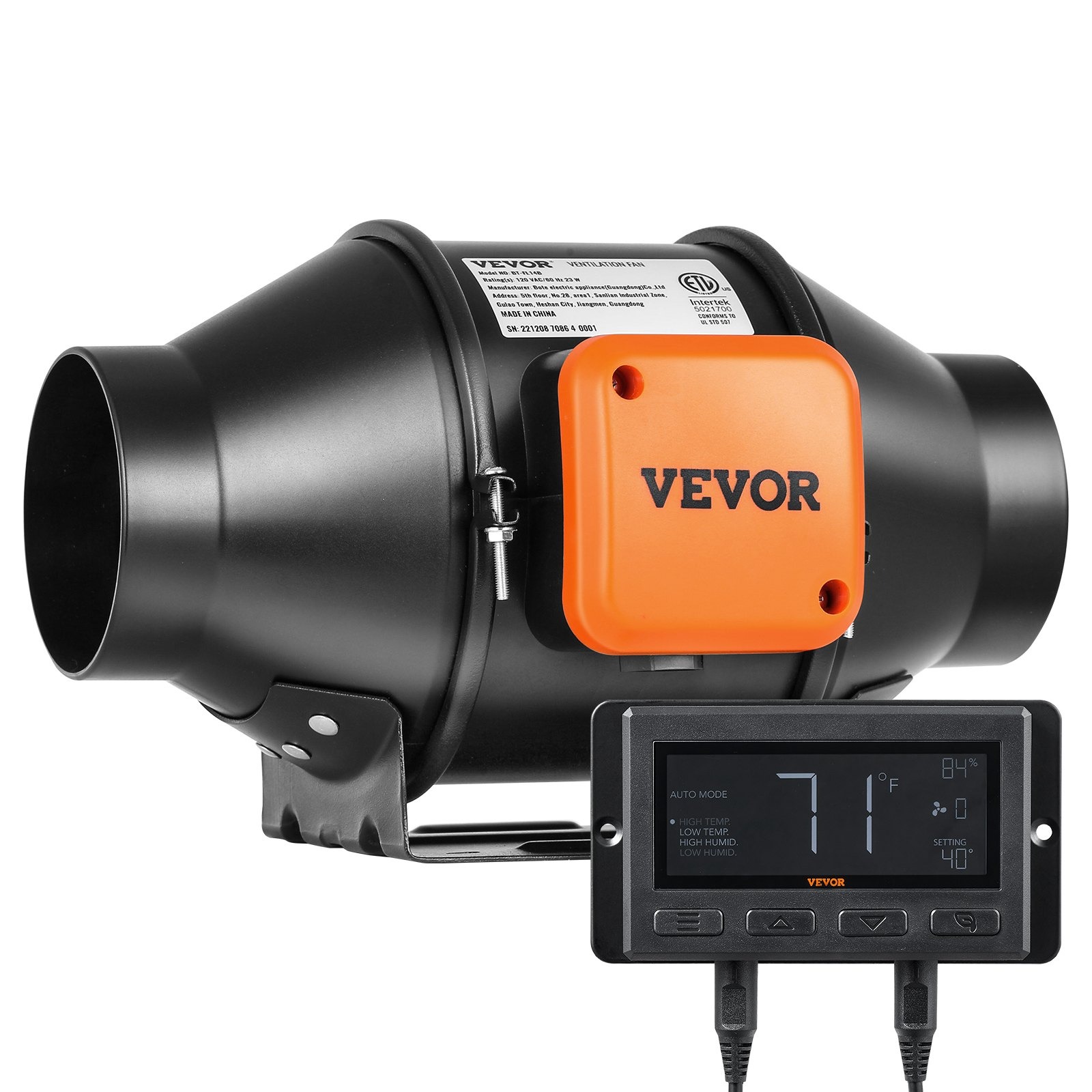 Канален вентилатор VEVOR GX-04-100-1 с контролер