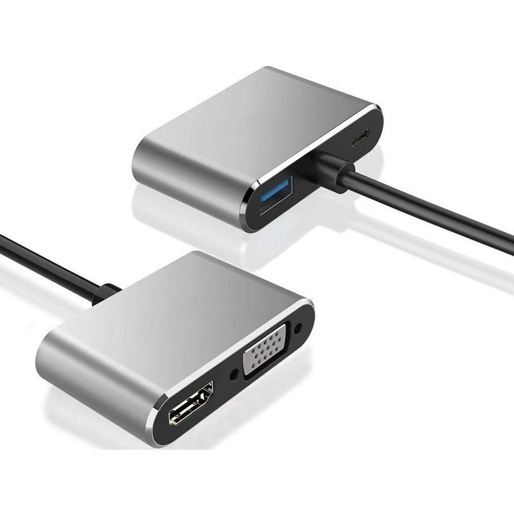 USB-C хъб Jiafen 4in1, HDMI резолюция 4K, Plug & Play, Едновременна работа на HDMI и VGA - Image 5