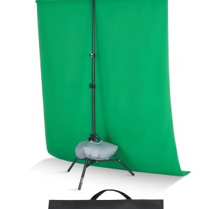 Стойка за фотографски фон VEVOR 154 x 198 см със зелен екран Green Screen, регулируема височина и транспортен калъф