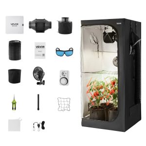 Комплект гроубокс VEVOR ORGTK8080180 с LED осветление и вентилация, 80 x 80 x 180 cm