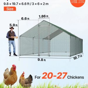 Кокошарник VEVOR JD362, Размери 3 x 6 x 2 м, Поцинкована стомана, Защитна мрежа и покрив за кокошки, пилета, патици, пъдпъдъци и зайци - Image 4