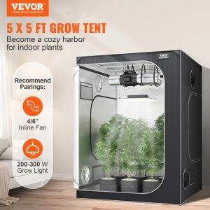 Гроубокс VEVOR GT2000D60, Размери 150 x 150 x 200 cm, Плат 2000D и Товароносимост 60 kg, За отглеждане на зеленчуци, цветя и билки на закрито - Image 2