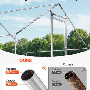 Кокошарник VEVOR JD362, Размери 3 x 6 x 2 м, Поцинкована стомана, Защитна мрежа и покрив за кокошки, пилета, патици, пъдпъдъци и зайци - Image 3