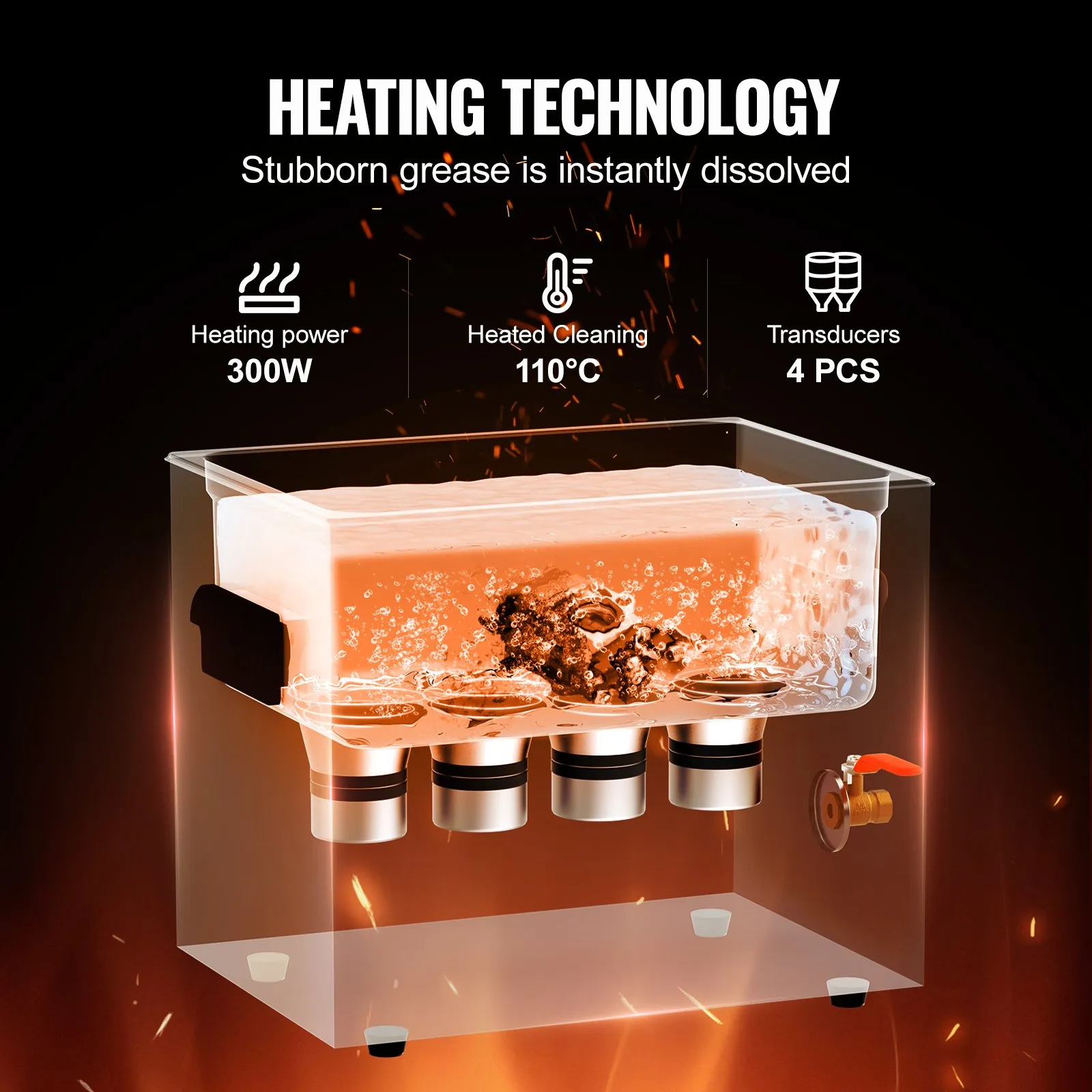 Ултразвукова вана Vevor TH-40AXN, Обем 10 литра, Честота 40 kHz, Подгряване до 110°C - Image 3