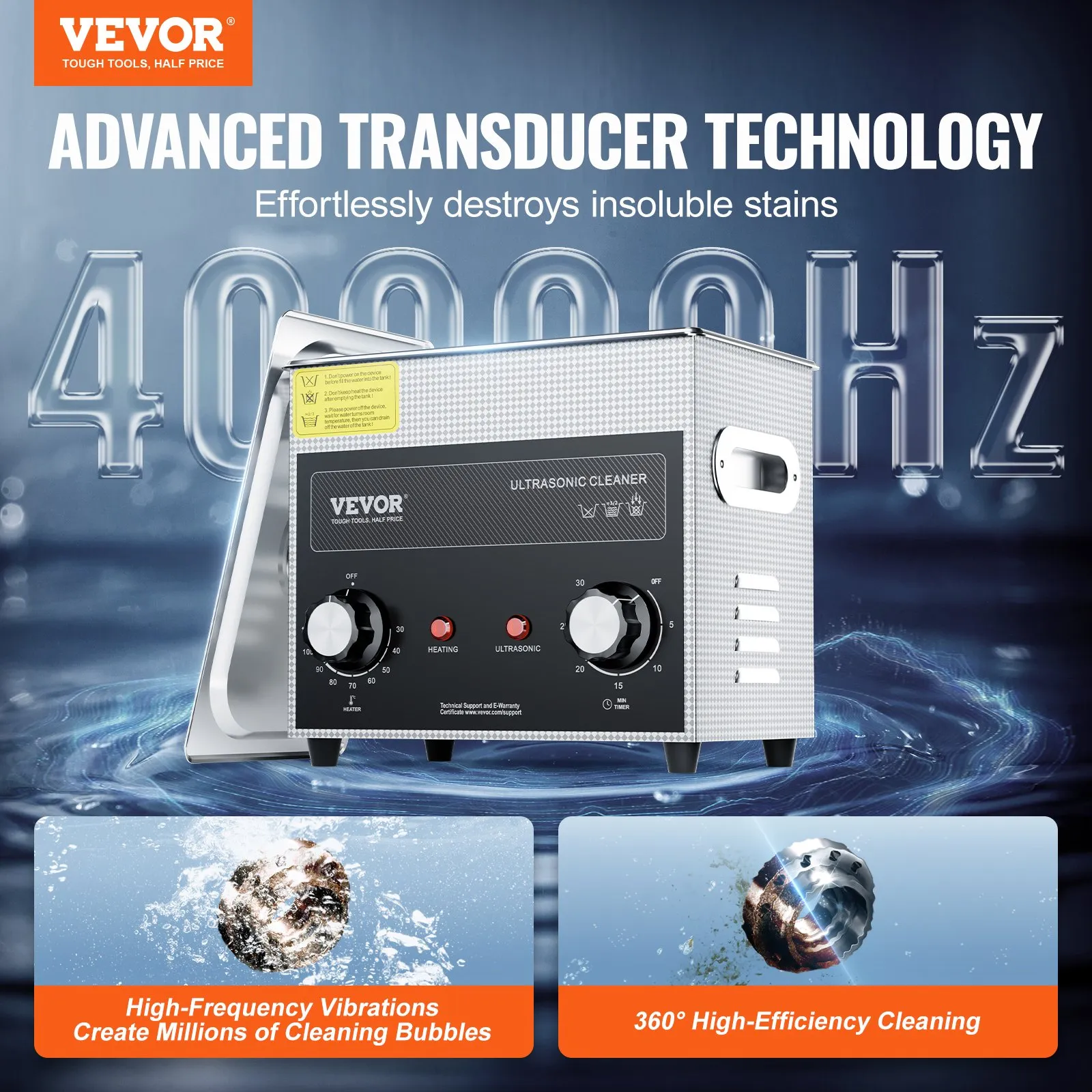 Ултразвукова вана за маникюр Vevor KZ S3, 3 литра, 40 kHz, Нагряване до 110°C, Подходяща и за бижута, инструменти и метални части - Image 2