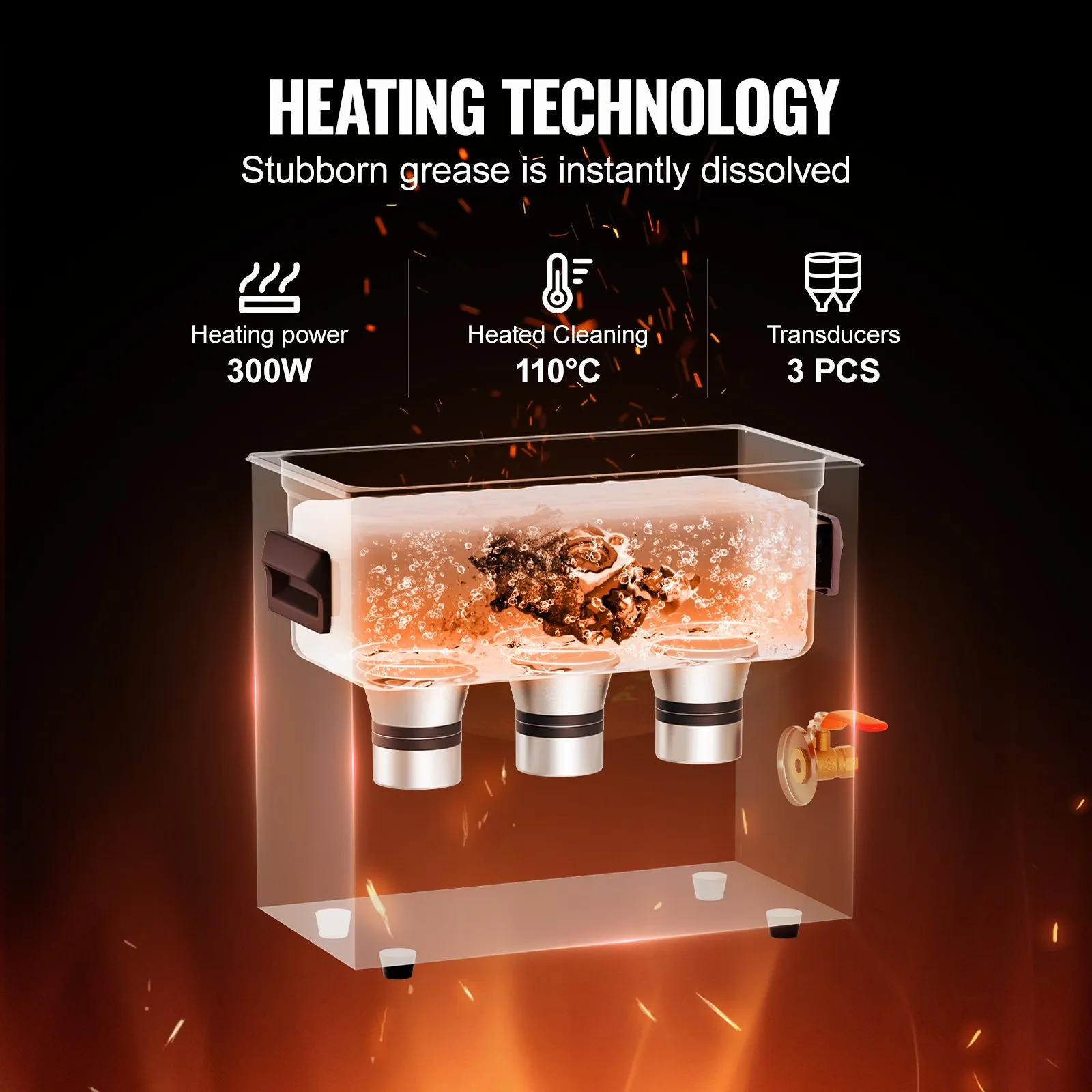 Ултразвукова вана Vevor TH-30AXN, 6 литра, 40 kHz, Нагряване до 110°C, За почистване на гилзи, часовникарски компоненти и инструменти - Image 3
