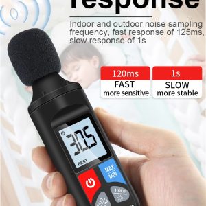 Уред за измерване на децибели Snakol SK-38, Обхват 30 до 130 dB, Точност ±1.5 dB, Бързо и бавно измерване - Image 3