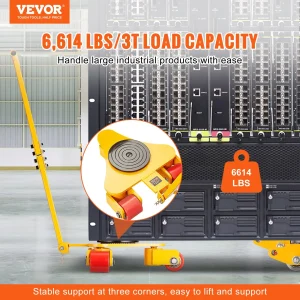 Ролкова количка за тежки товари Vevor GYW 3T, Товароносимост 3 тона, 360° PU колела, За тежки машини и оборудване, Тип танкета - Image 2