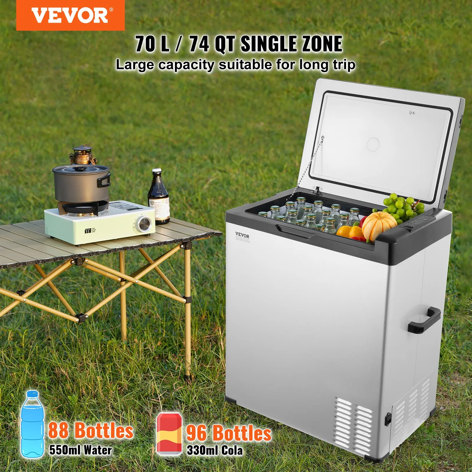 Хладилник за кола Vevor C75, Обем 70 литра, Захранване 12V 24V и 220V, Bluetooth управление - Image 2