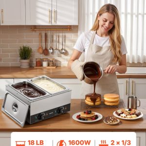 Машина за темпериране на шоколад VEVOR CS-2C, Мощност 1600W, 2 неръждаеми съда, Вместимост 8,2кг. - Image 2