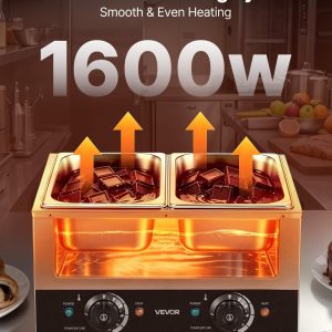 Машина за темпериране на шоколад VEVOR CS-2C, Мощност 1600W, 2 неръждаеми съда, Вместимост 8,2кг. - Image 3