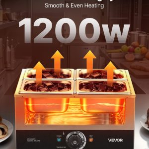 Машина за темпериране на шоколад VEVOR CS-4A, Вместимост 8,2 кг, Мощност 1200 W, 4 съда от неръждаема стомана - Image 3