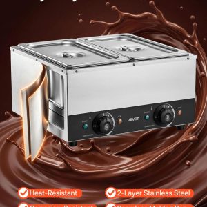 Машина за темпериране на шоколад VEVOR CS-2C, Мощност 1600W, 2 неръждаеми съда, Вместимост 8,2кг. - Image 5