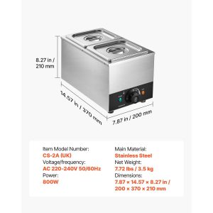 Машина за темпериране на шоколад VEVOR CS-2A, Мощност 800 W, 2 съда от неръждаема стомана, Обща вместимост 4кг. - Image 7