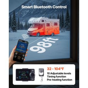 Нафтова печка VEVOR S1, Мощност 8 kW, Разход на гориво 0,19-0,38 л/ч, Bluetooth управление - Image 3