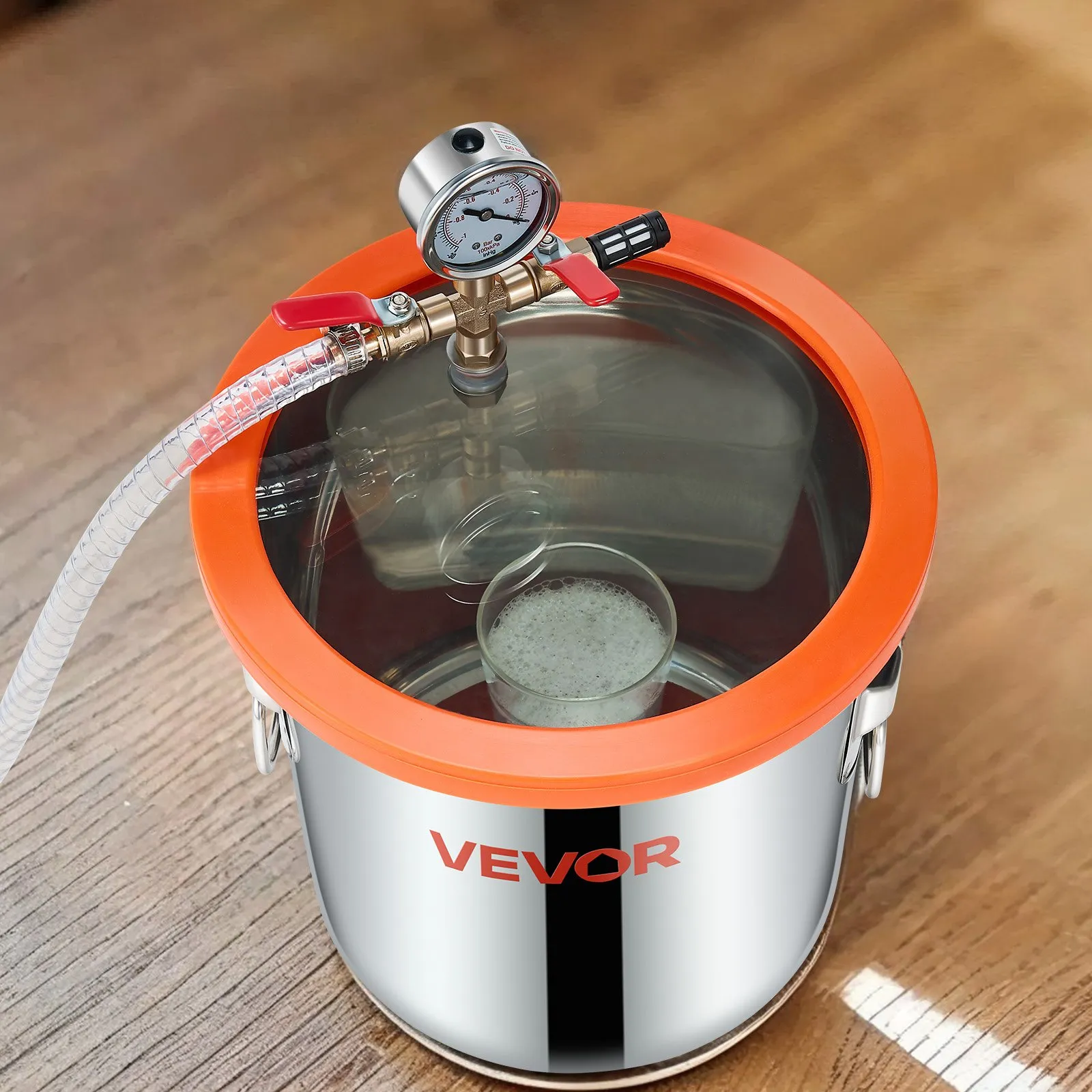 Вакуумна камера с помпа Vevor VP125, Обем 11.36 литра, Дебит 110 л/мин, Мощност 180 W - Image 2
