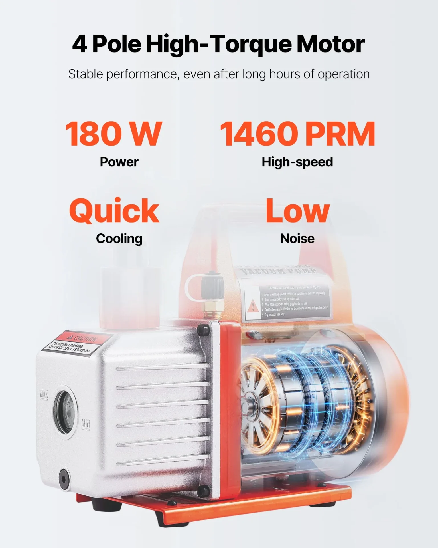 Вакуумна камера с помпа Vevor VP125, Обем 11.36 литра, Дебит 110 л/мин, Мощност 180 W - Image 5
