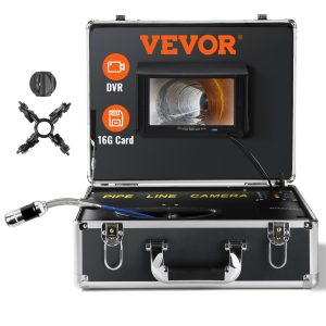 Камера за канали VEVOR H6FTR, 40 метра с Екран 7", DVR функция, Водоустойчива, 12 регулируеми светодиода, Слот за SD карта 16 GB