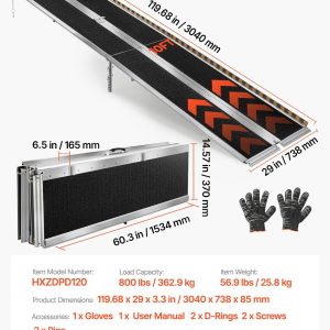 Сгъваема инвалидна рампа VEVOR PD120, Дължина 304 см, Ширина 73,8 см, Товароносимост до 362,9 кг - Image 7