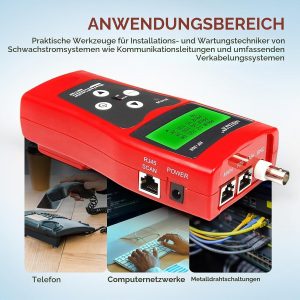 Кабелен тестер NOYAFA NF-308S, Измерване до 350 м, Поддържани връзки RJ45, RJ11, BNC и USB, Поддържани мрежови кабели CAT5e и CAT6 - Image 2