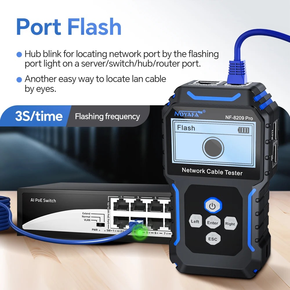 Мрежов кабелен тестер NOYAFA NF-8209 Pro, Измерване до 350 м, PoE и NCV, Режими за проследяване: цифров SCAN и аналогов CONT - Image 3