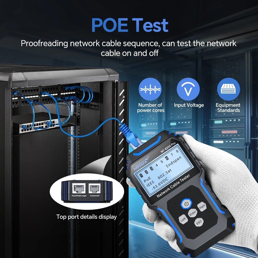 Мрежов кабелен тестер NOYAFA NF-8209 Pro, Измерване до 350 м, PoE и NCV, Режими за проследяване: цифров SCAN и аналогов CONT - Image 4